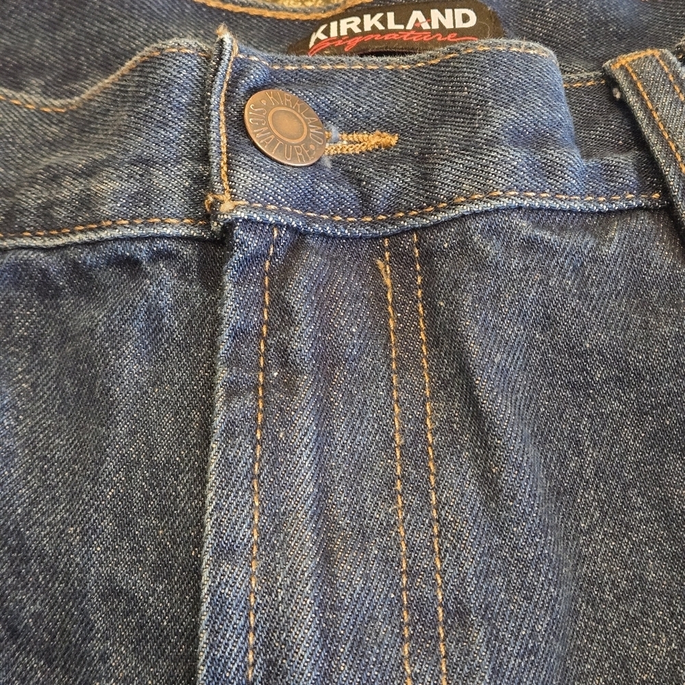 Kirkland Signature Mens 40x32 Heavyweight Denim All Cotton Dark Blue Jeans - Picture 8 of 16